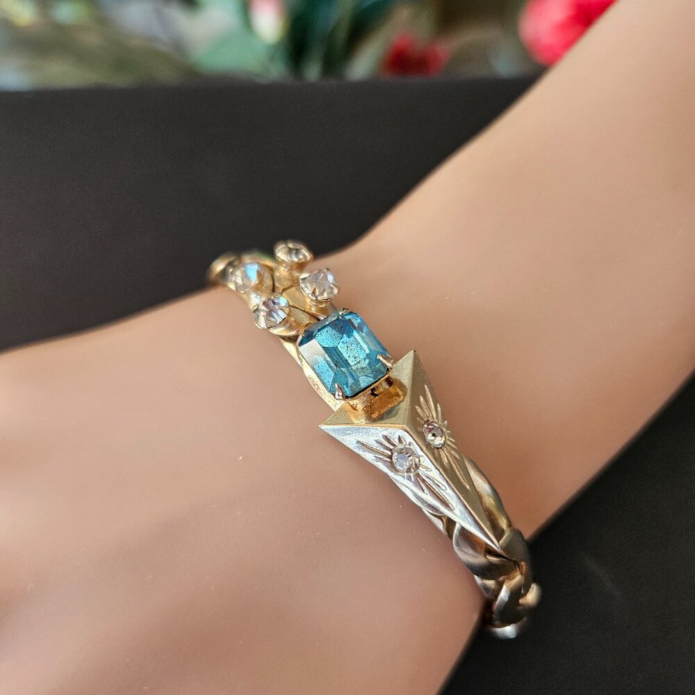 Vintage Kafin New York Signed Rhinestone Snake Bracelet